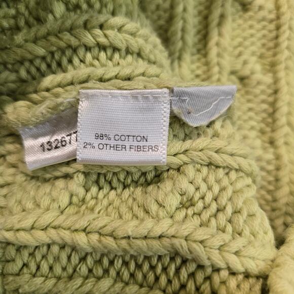 VTG Ann Taylor Lime Green Cable Knit Turtleneck Sweater Size L - Picture 9 of 9